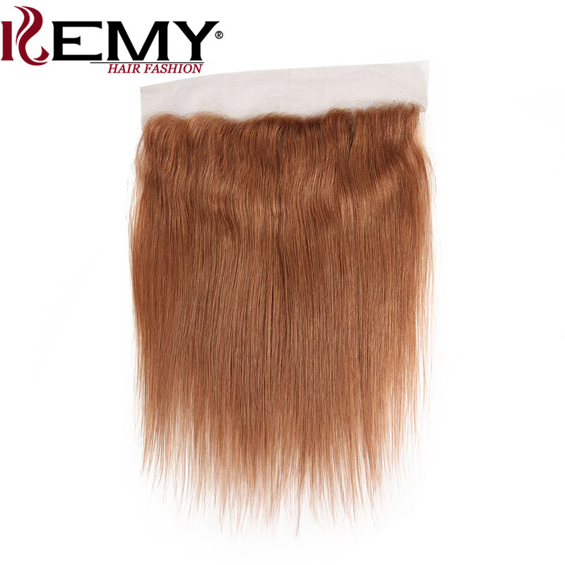 Gerade menschliche Haar bündel mit frontalen braun gefärbten Haarweb bündeln mit Verschluss 13x4 Spitze brasilia nische Remy Haar verlängerung