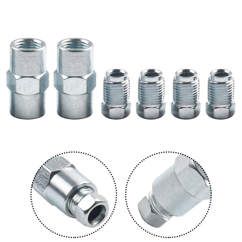 6pcs/set 10mm Brake Line Union Fittings Male Brake Nuts Short For Inverted Bell Mouth Of 3/16 Pipe 10mm X1mm Car Tools