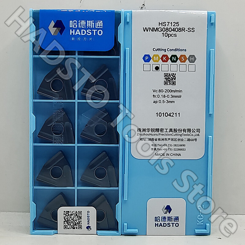 10pcs WNMG080408R-SS HS7125 WNMG432 WNMG080408 HADSTO CNC carbide inserts Turning inserts For Steel, stainless steel, cast iron