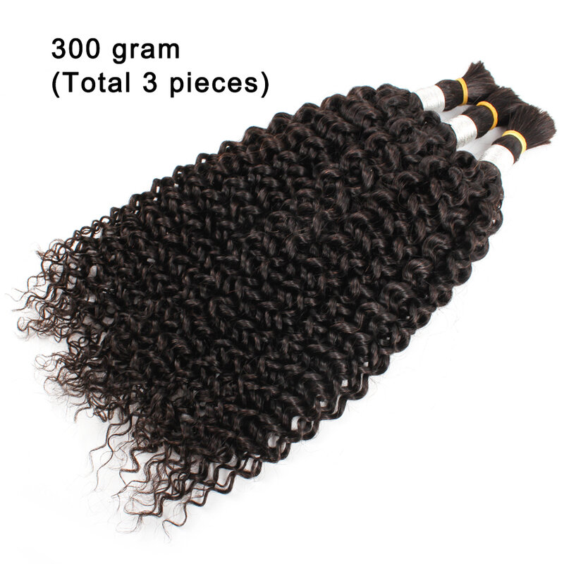 Bulkhaar Voor Het Vlechten Van Jerry Curly Remy Indian Menselijk Haar 10 Tot 24 Inch Geen Wefts 100 G/stuk Natuurlijke Kleur Haarverlenging