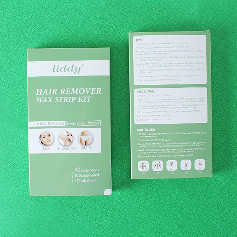 Waxing Strips Hair Removal Beeswax Cream, Tearing Wax Strip Paper, Leg Axila Body Facial Bikini Hair Remove para Mulheres e Homens, 40Pcs