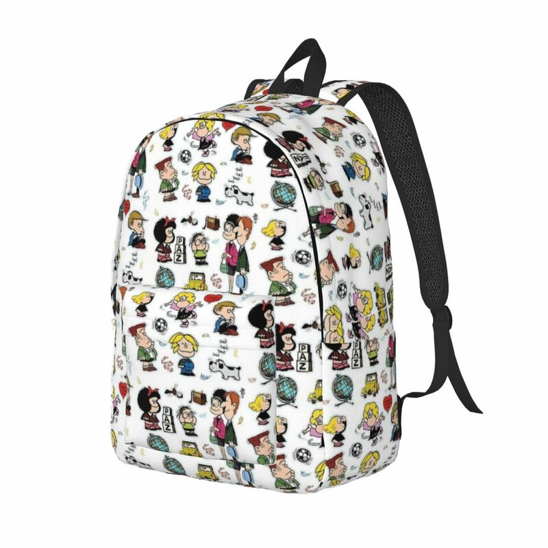 Mafalda y sus personajes para hombres y mujeres, mochila escolar para estudiantes, mochila de día, Universidad secundaria primaria, ligera