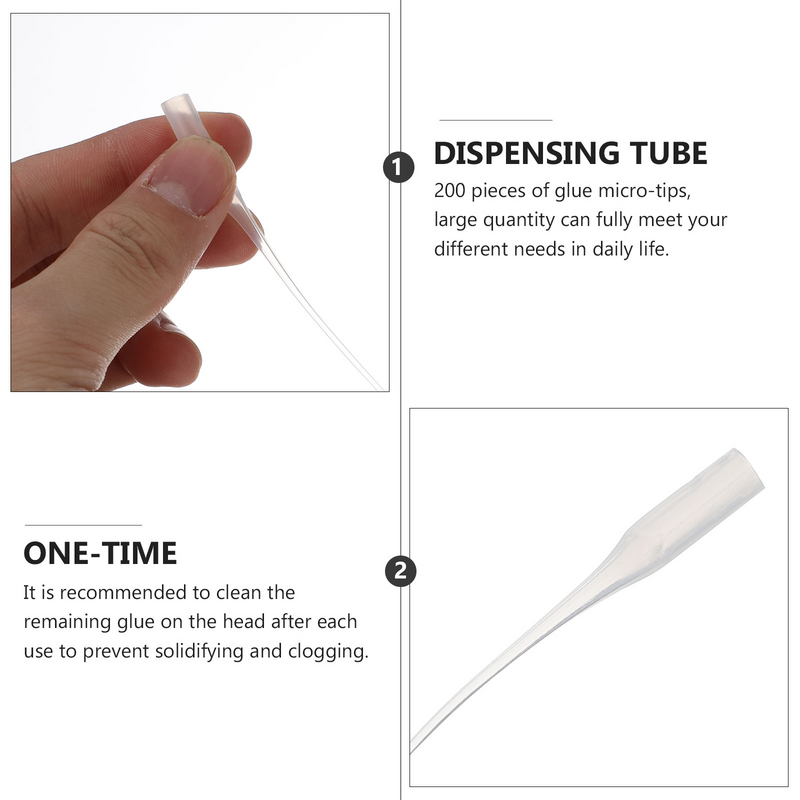 200 Pcs Disposable Dispensing Tube Glue Dispenser Tip Extender Applicator Micro-Tips Binder Adhesive Nozzle