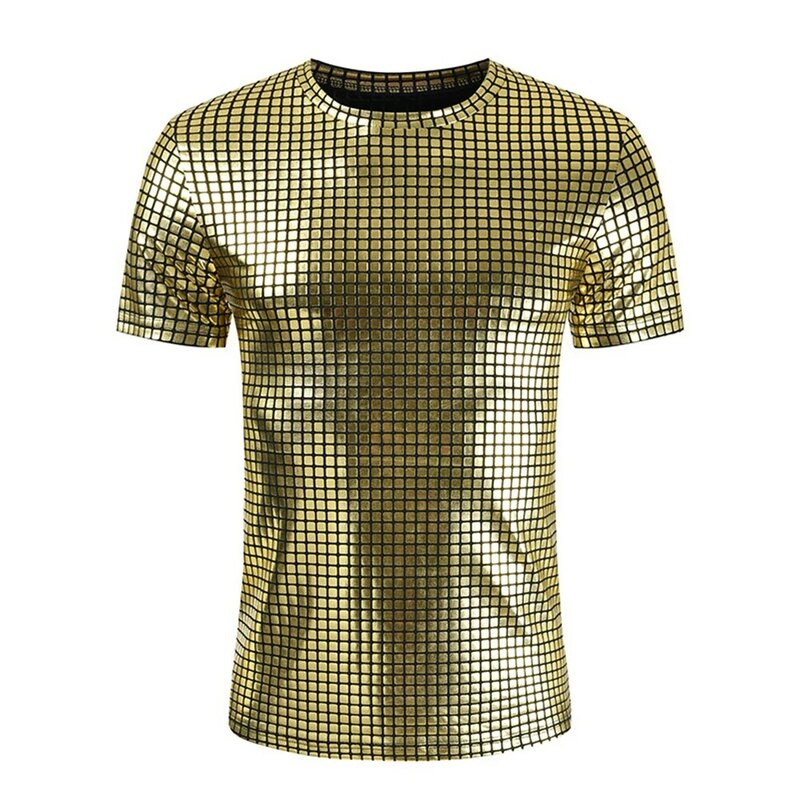 Comfy Fashion T Shirt Tops Sequin Sequin T Shirt Short Sleeve Slight Stretch Casual Male O Neck Regular Vacation