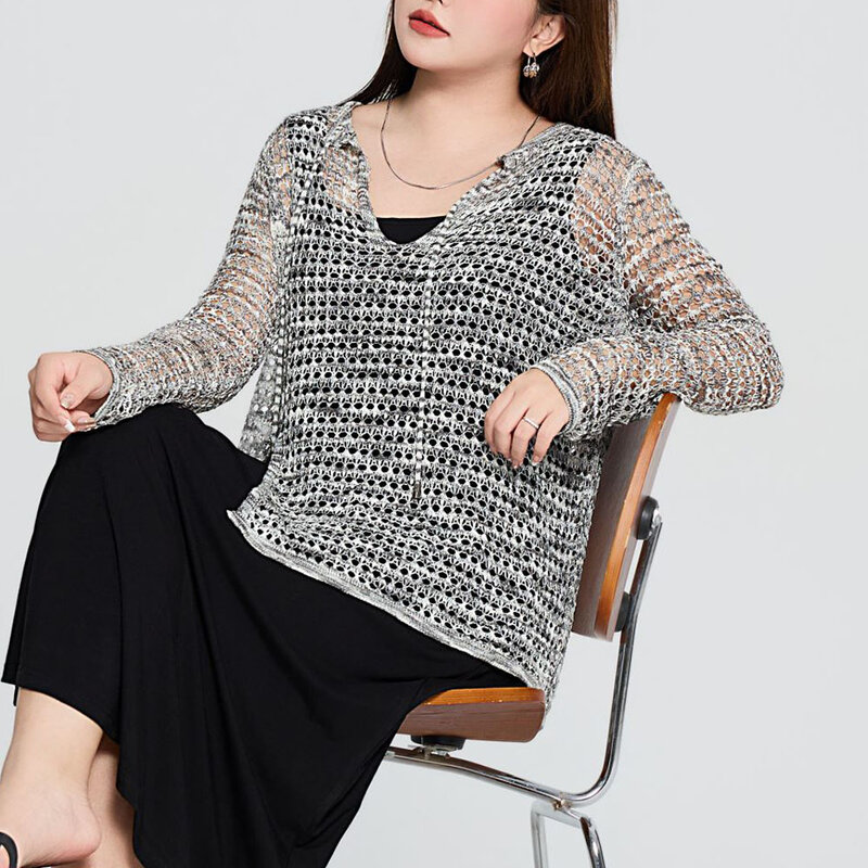 Hollow Out Knit Smock for Women, Good Quality, Spring, Summer, Plus Size, Outside, A Lazy Cover-ups, 2024