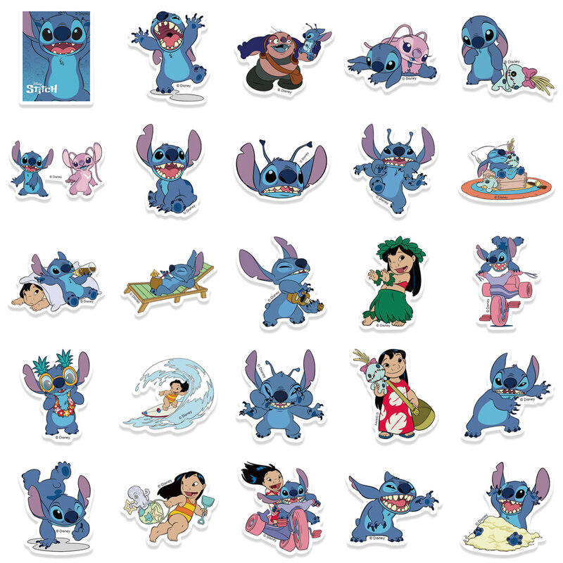 10/30/50pcs Disney Movie Lilo & Stitch Stickers Stitch Lilo Pelekai Cartoon Decals Waterproof DIY Phone Car Luggage Kids Sticker