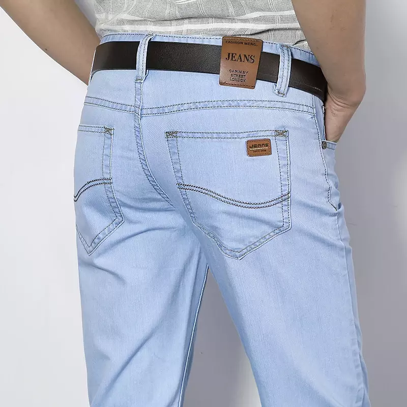 Men Business Jeans Classic Male Cotton Straight Stretch Brand Denim short Pants Summer Overalls Slim Fit short Trousers 2021
