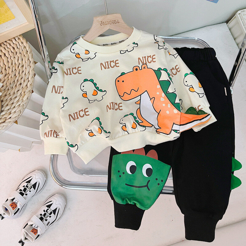 New Spring Autumn Baby Clothes Girls Outfits Children Boys Casual Cartoon T-Shirt Pants 2Pcs/Set Toddler Costume Kids Tracksuits
