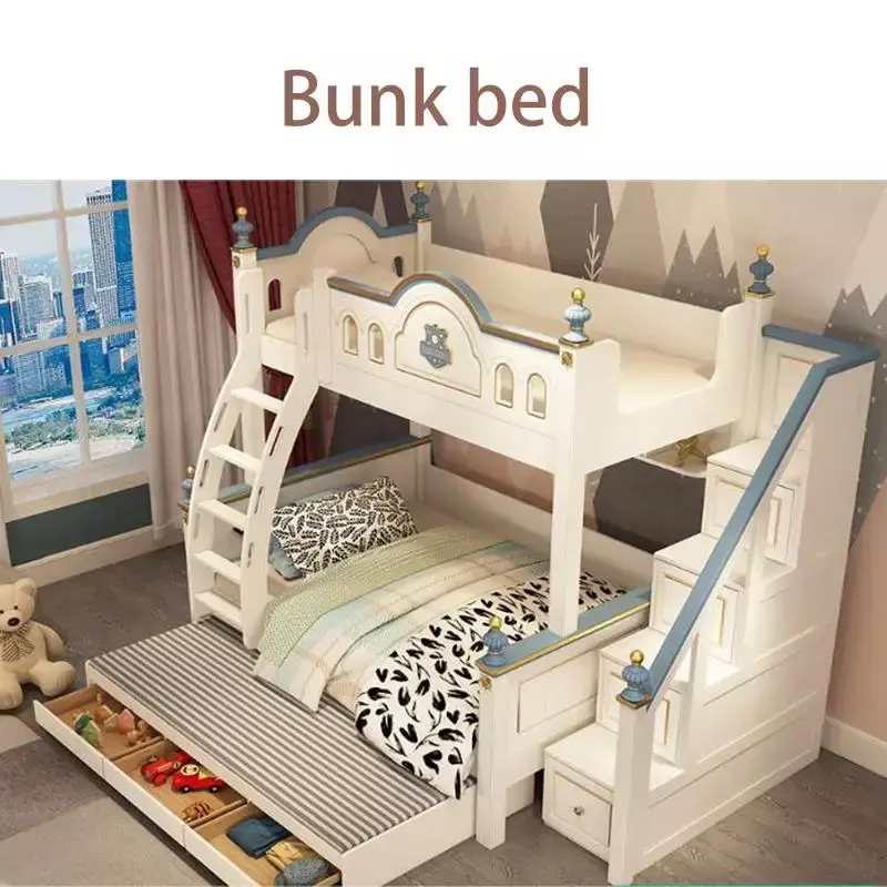 Light Luxury Lovely White Kid's  Boy And Gril Bunk  Child  For Small Apartment room Furniture Set Decoration