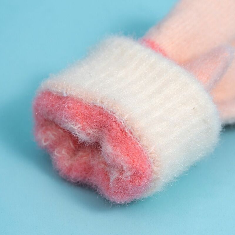 Thicken Children Knitted Gloves Cartoon Warm Cute Bear Full Finger Guantes Windproof Thicken Warm Mittens Kids