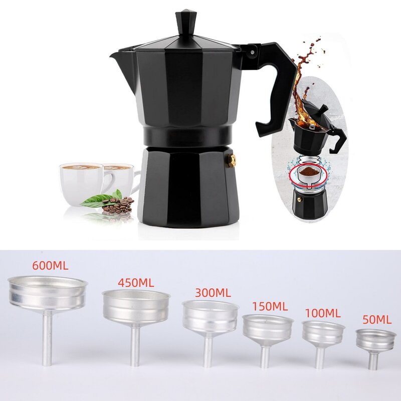Aluminium Koffie Espresso Moka Kachel Pot Fittingen Filter Voor Mokka Pot 1/2/3/6/9/12 Kopjes Mokka Koffiepot Accessoires