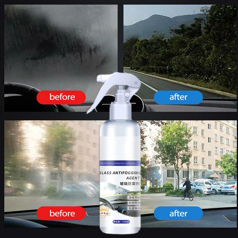 Pára-brisa anti-nevoeiro para carro, spray anti-nevoeiro, limpador de vidro desembaçador hidrofóbico, impermeável e antiembaçante, 256ml