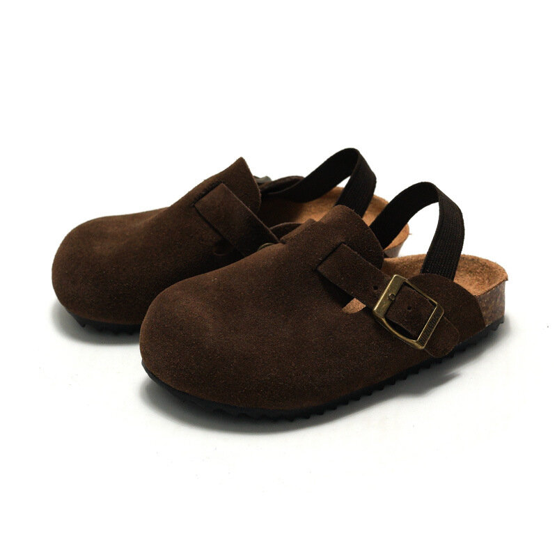 Новые детские сандалии из мягкой кожи для осени и зимы, пляжные тапочки для мальчиков Baotou, повседневная обувь из матовой кожи для девочек