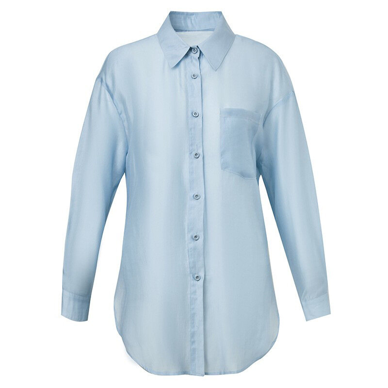 Letnie ubrania z filtrem przeciwsłonecznym cienka koszula damska 2024 wiosna/lato wszechstronny luźny płaszcz Design wyczucie szyfonowa koszula Outlier