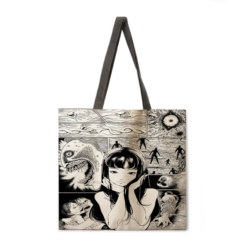 Halloween print fabric ecological handbag High -capacity Shopping office reusable casual shoulder bag