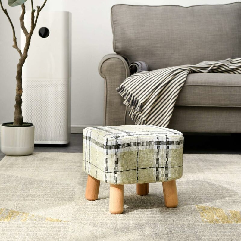 Small Solid Wood Sofa Footstool, Coffee Table Stool, Living Room Shoe Changing Stool, Heightened Wooden Leg for Bedroom
