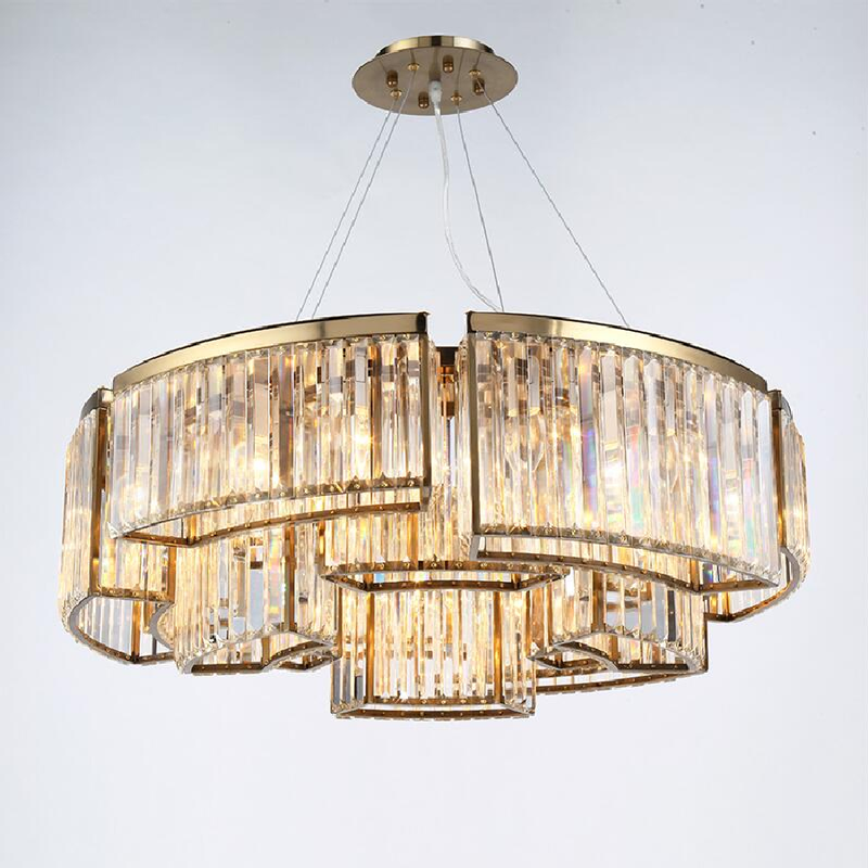 New crystal chandelier American custom light round light luxury hotel designer gold LED lights