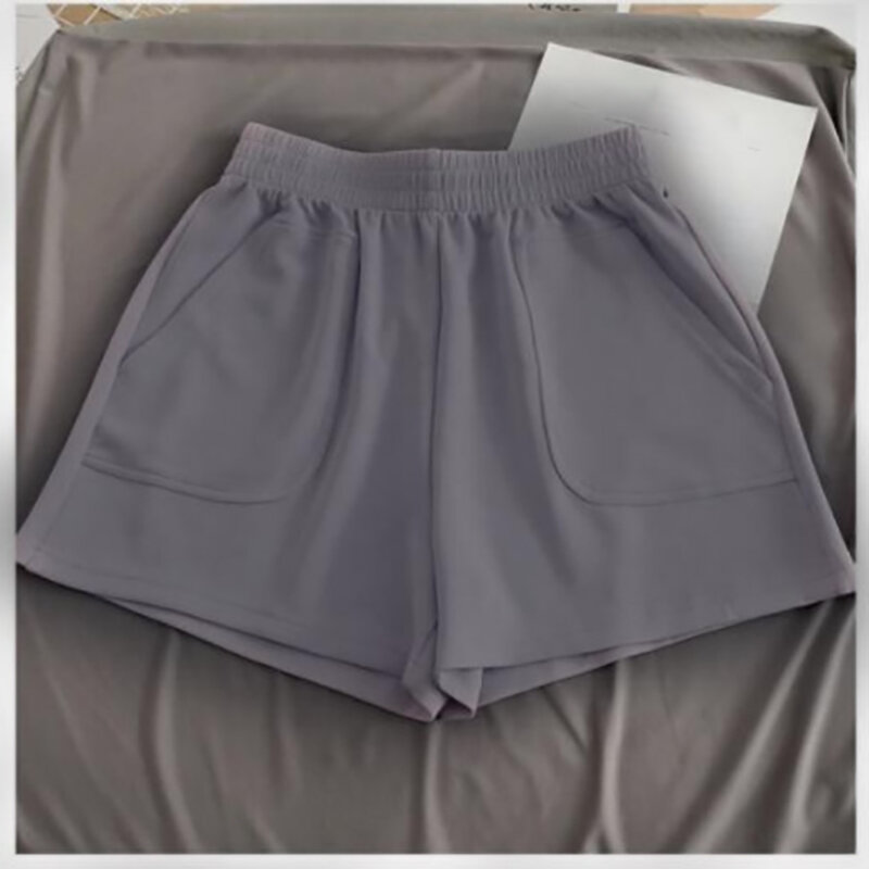 Pantalones cortos de pierna ancha para mujer y niña, Shorts deportivos de Color sólido, informales, holgados, de cintura alta, de verano