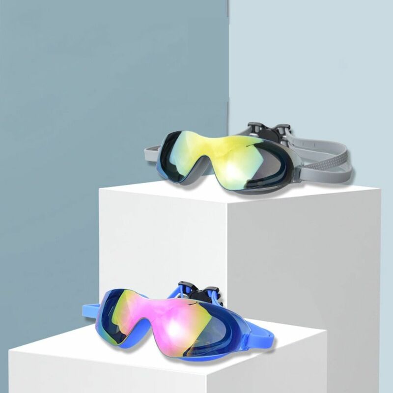 HD نظارات السباحة مطلي ، سيليكون مرآة الفرقة ، مكافحة الضباب نظارات الغوص ، عرض واسع ، حماية الأشعة فوق البنفسجية