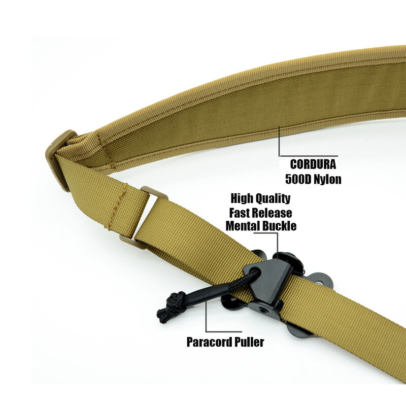Ajustável 2 pontos Crossbody Corda para Airsoft Rifle, Sling tático, Caça Alça de Ombro, Outdoor Arma Acessórios