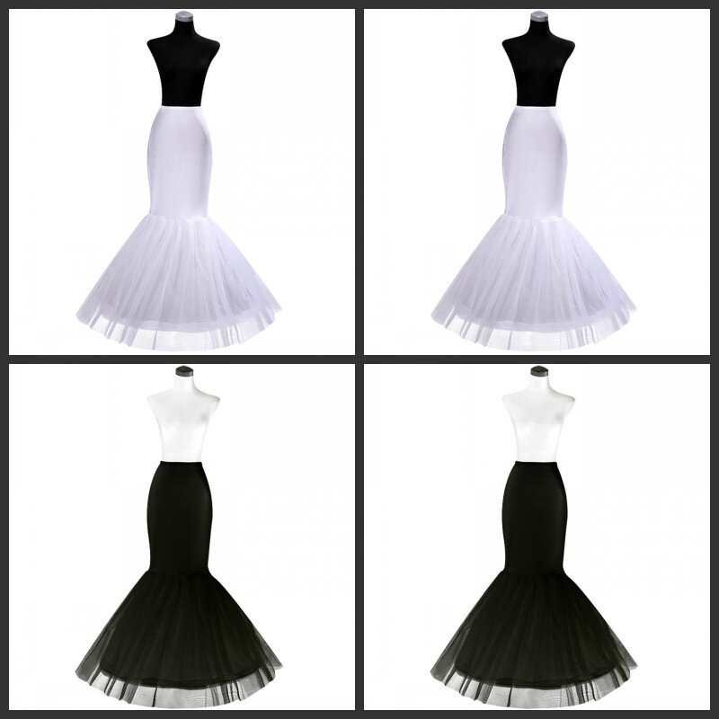 女性用の黒または白のマーメイドペチコート,クリノリンペチコート,アンダースカート,結婚式用