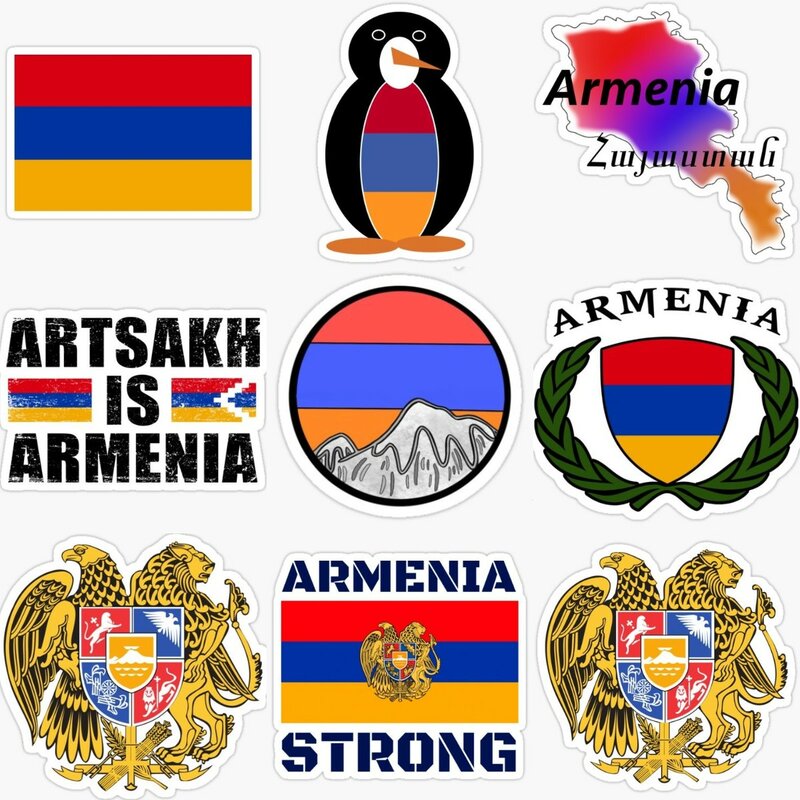Creative AM Armenia Flag Map National Emblem PVC Waterproof Stickers for Car Van Bicycle Motorcycle Truck Wall Decal Accessories