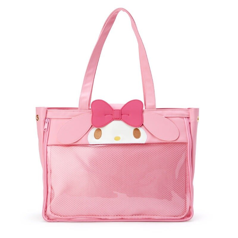 MBTI Pink Melody tas Tote wanita estetika gaya Jepang Lolita Jk tas tangan lucu transparan kapasitas besar tas Fashion wanita