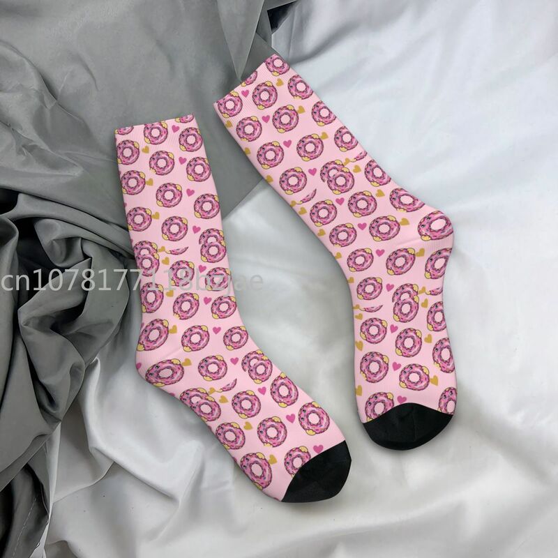 Divertente Happy Pink Cute calzini da uomo Vintage Harajuku Donut Dessert Hip Hop novità Casual Crew Crazy Sock Gift stampato