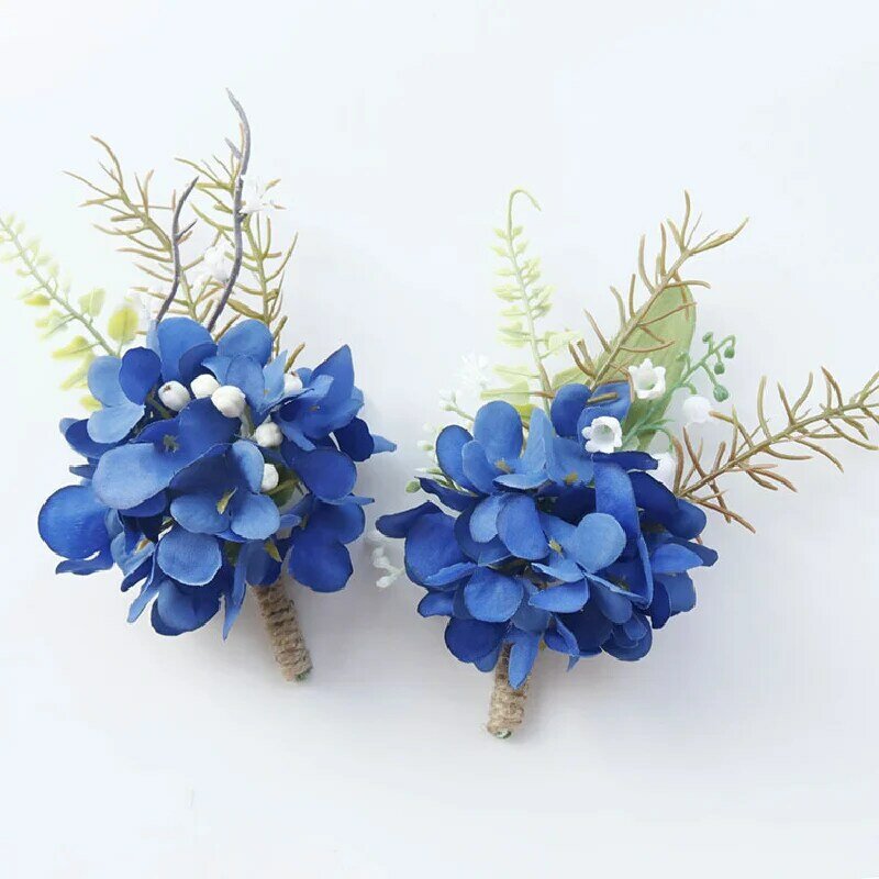 Flores De Mão Para Convidados De Celebração De Negócios, Simulação Floral Azul, Suprimentos De Casamento, Flores Do Peito, 2415