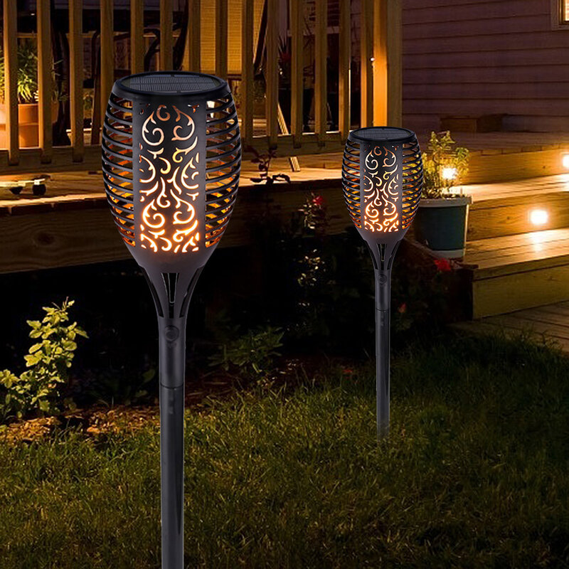 LED Solar Lamp Outdoor Waterproof Gardend Torch Lights Flickering Dancing Lanterns For Yard Street Patio Balcony Decoration