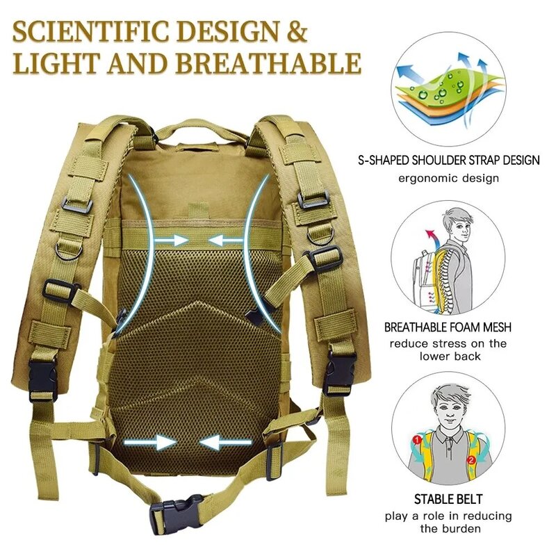Военный рюкзак Дорожная сумка Спорт на открытом воздухе Альпинизм Охота Рыбалка Туризм Армия 3P Pack Bag