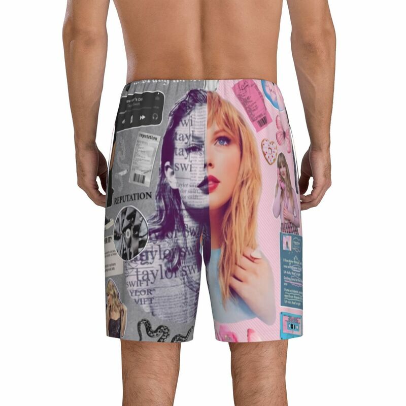 Kustom cetak Taylor Amerika penyanyi Swift piyama celana pendek untuk pria baju tidur Bawahan tidur pendek Pjs dengan saku