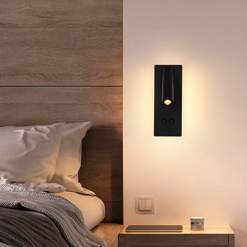 Lampu dinding lampu latar 3W 7W, lampu sorot Dinding rotasi 350 derajat dapat disesuaikan untuk belajar membaca ruang tamu koridor kamar tidur