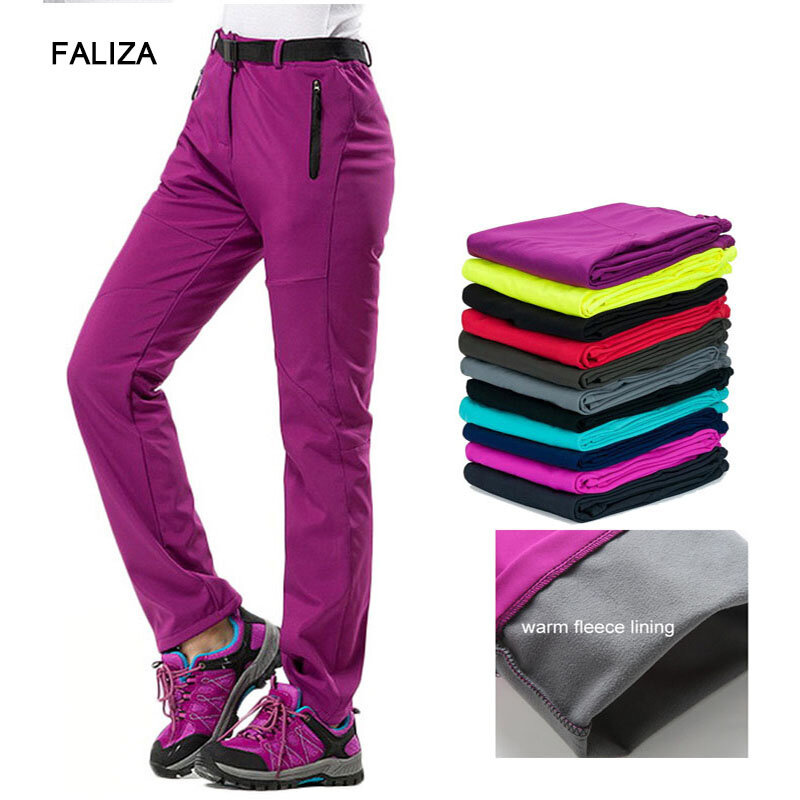 FALIZA New Winter Womens Outdoor Pants pantaloni sportivi Softshell in pile spesso escursionismo Trekking sci pantaloni d'assalto impermeabili PM21