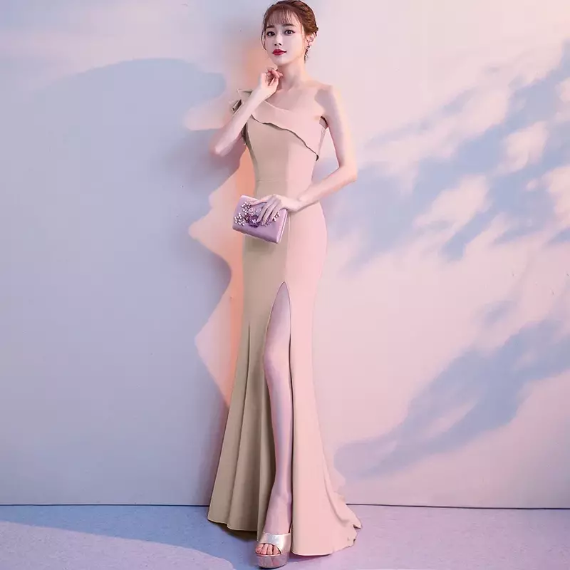 Gaun Prom Bodycon seksi untuk wanita Ruffles rok panjang tanpa lengan tanpa lengan mode gaun pesta malam pakaian wanita Vestidos