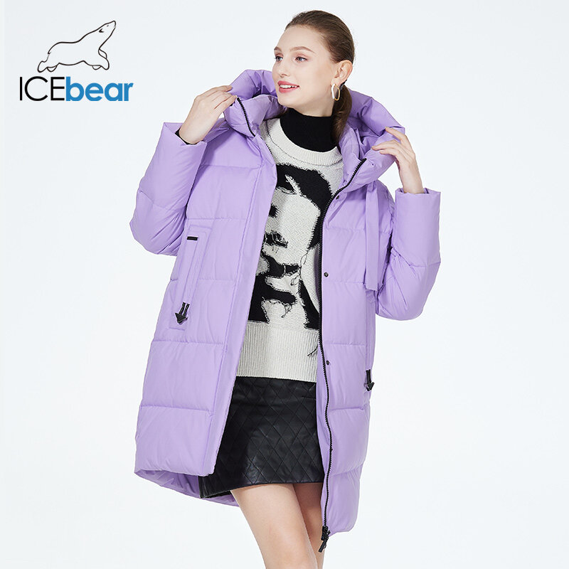 Icebear-コットンコート,2023,冬,女性用,ミッドレングス,カジュアル,ブランド,暖かいパッド入りコート,gwd3873i