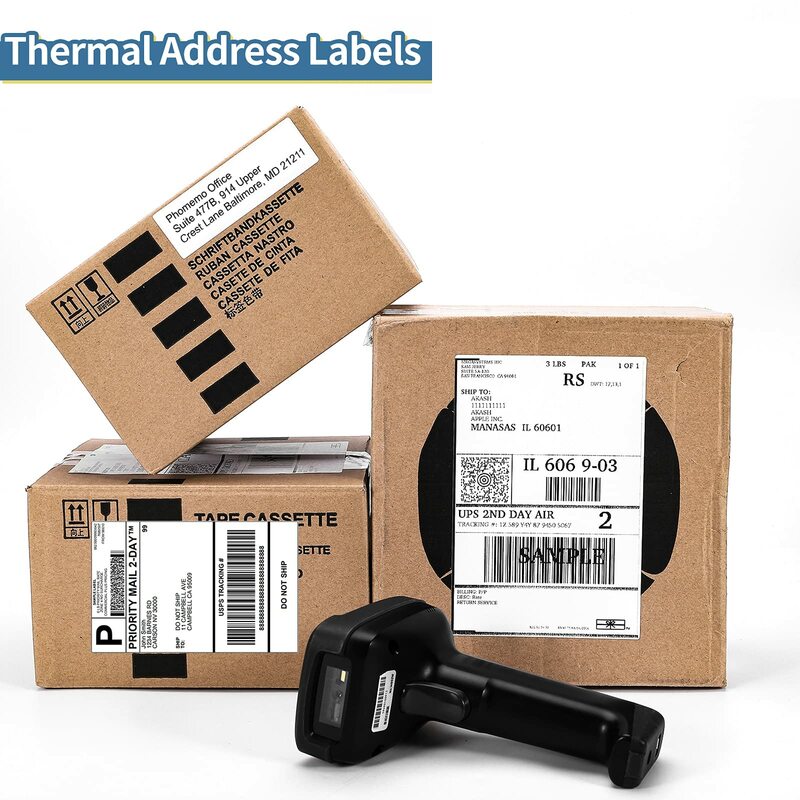 Etiquetas térmicas Phomemo-Direct, etiquetas de envio perfurado branco, compatível com impressoras Zebra PM241 246S D520, Fanfold 4 in x 6 in