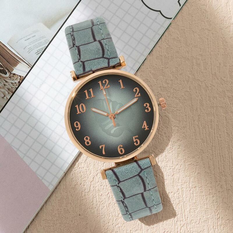 Reloj de cuarzo con correa ajustable de piel sintética para mujer, elegante reloj de cuarzo para estudiantes, alta precisión, verificación del tiempo para citas