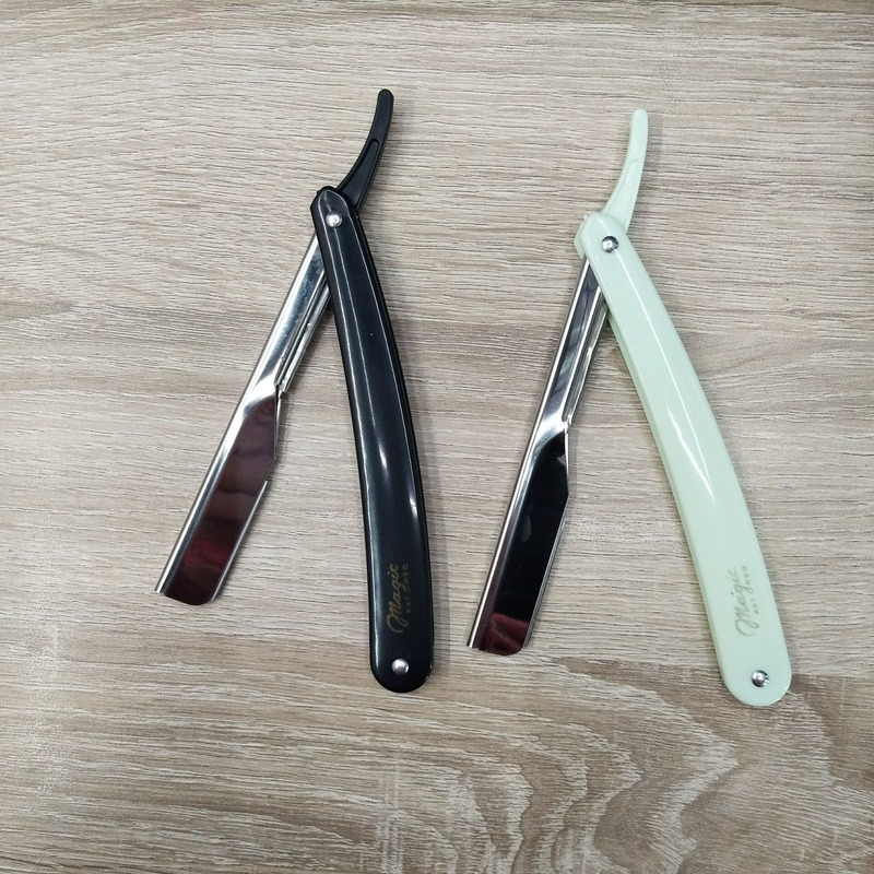 Maquinilla de afeitar Manual para hombre, cuchilla de afeitar plegable de acero inoxidable de borde recto, 1 piezas, 2 colores, 2023