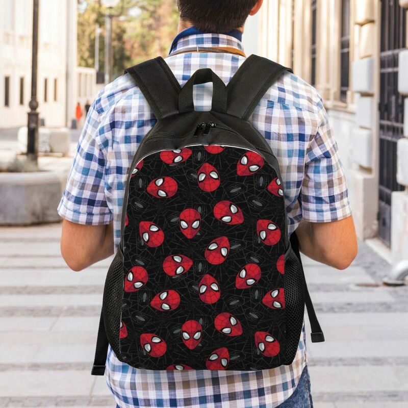 Ransel pola laba-laba kustom untuk pria wanita tas buku siswa sekolah kuliah cocok untuk Laptop 15 inci tas Spider Man