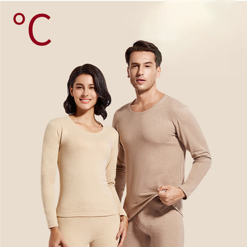 Conjunto de ropa interior térmica Con parte inferior autocalentable para mujer, pantalones de Cachemira alemana, felpa, Otoño, pareja