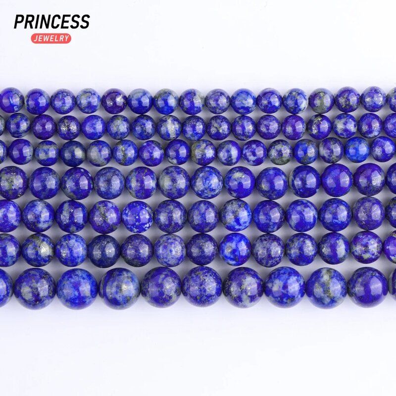Cuentas de lapislázuli Natural para fabricación de joyas, abalorios sin manchas para pulsera, collar, costura, accesorios de bricolaje, 4mm, 6mm, 8mm, 10mm, A ++