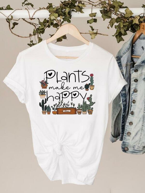 Camiseta de manga corta con estampado de flores para mujer, ropa bonita de los 90, Top básico de verano, camisetas gráficas