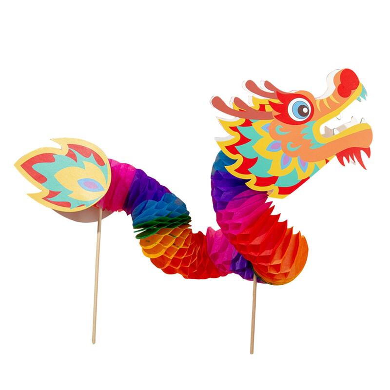 Dragão de papel chinês, pick adereços, brinquedos 3d para o festival da primavera, ao ar livre, novo, pacote de 2-4