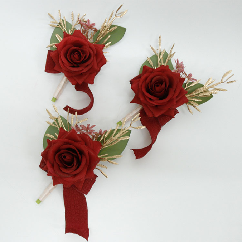 Boutonniere i nadgarstek Corsag materiały ślubne ślubny kwiat sztuki sztuczny kwiat uroczystości biznesowe otwierające rękę gości 430