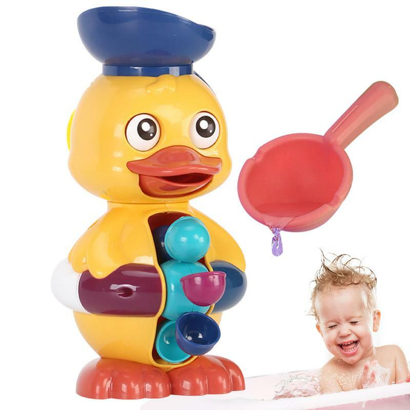 Juguetes de baño de ducha para niños, juego de baño con rueda de agua de pato amarillo, juego de rociador de agua, cuchara de agua pulverizada de animales, juguetes de baño