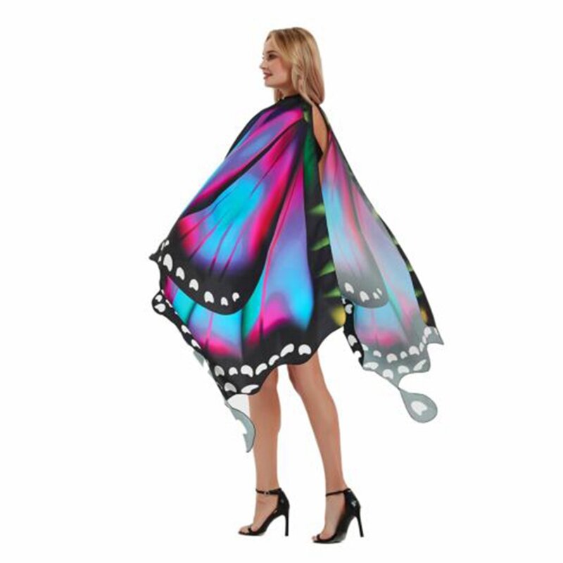 Vlinderjas Voor Feest Cosplay Cape Fancy Dress Kostuum Met Kleurrijk Masker En Hoofdband Kleurrijke Sprookjesvleugels Sjaal Mantel