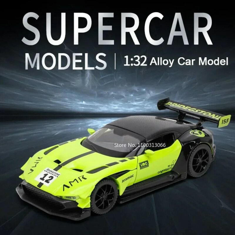 1/32 Scale Vulcan Alloy Car Model Diecast Metal Toy Vehicles Supercar Simulation Sound Light Collection for Childrens Gifts