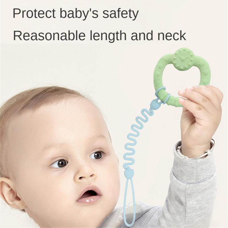 โซ่ empeng silikon ยืดหยุ่นสูงพร้อมคลิปที่รัดคู่โซ่ล็อคผลิตภัณฑ์สำหรับทารกเชือกกันตกอุปกรณ์จุกนมหลอกสำหรับเด็ก