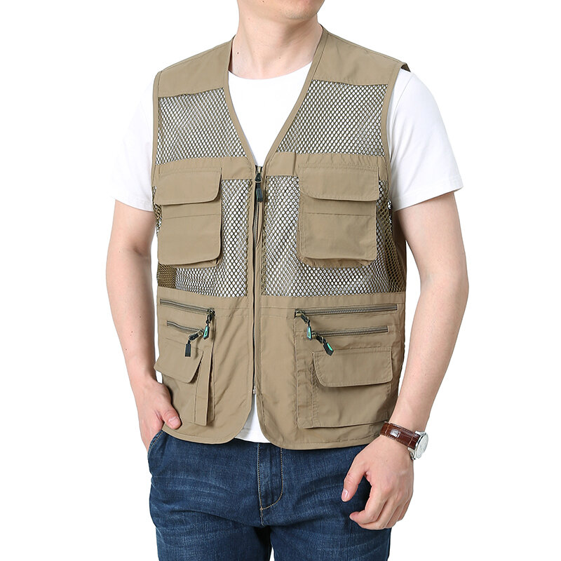 Gilet leggero da uomo Summer Outdoor Mesh traspirante Multi Pocket Tactical Fishing Tank Top giacca da lavoro senza maniche da uomo